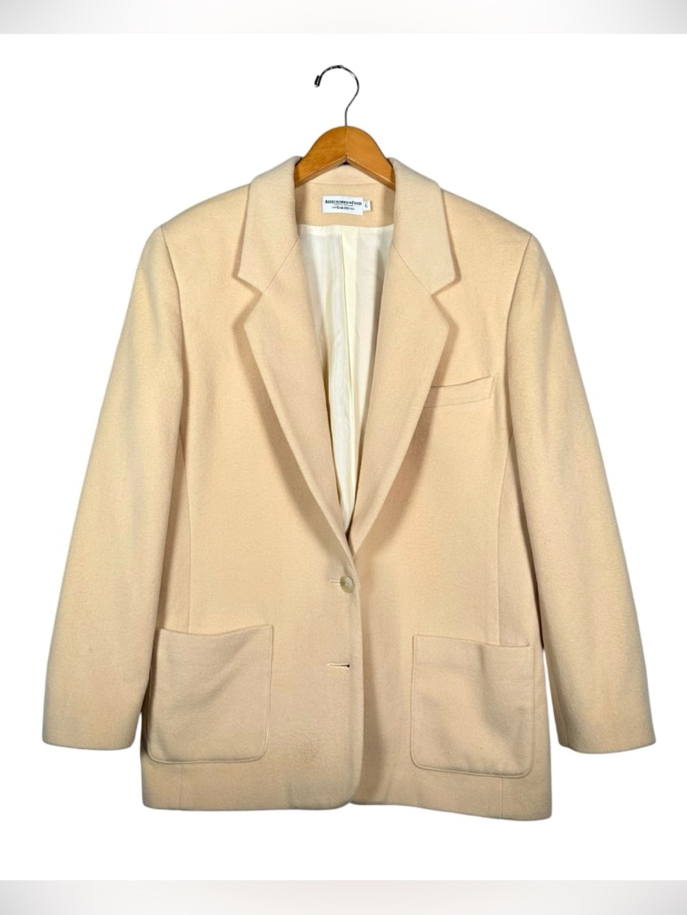 ABERCROMBIE & FITCH Vintage Wool Cashmere Structured Blazer Jacket in cream